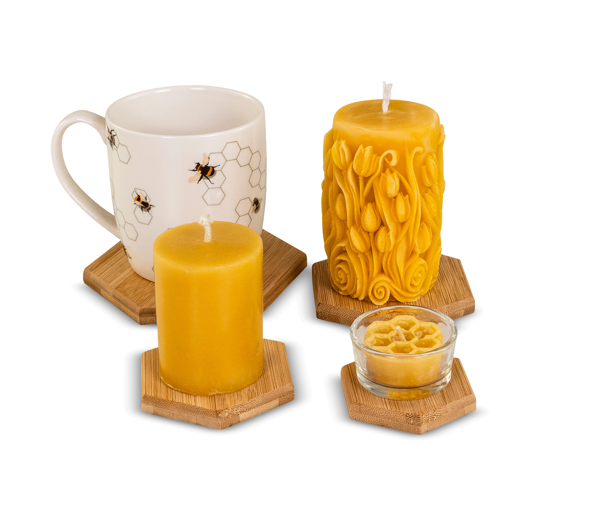 Holz Untersetzer in Wabenform