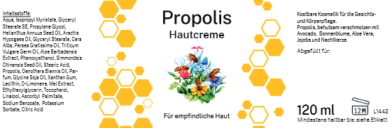 Etikett Propolis Hautcreme "Wabe"