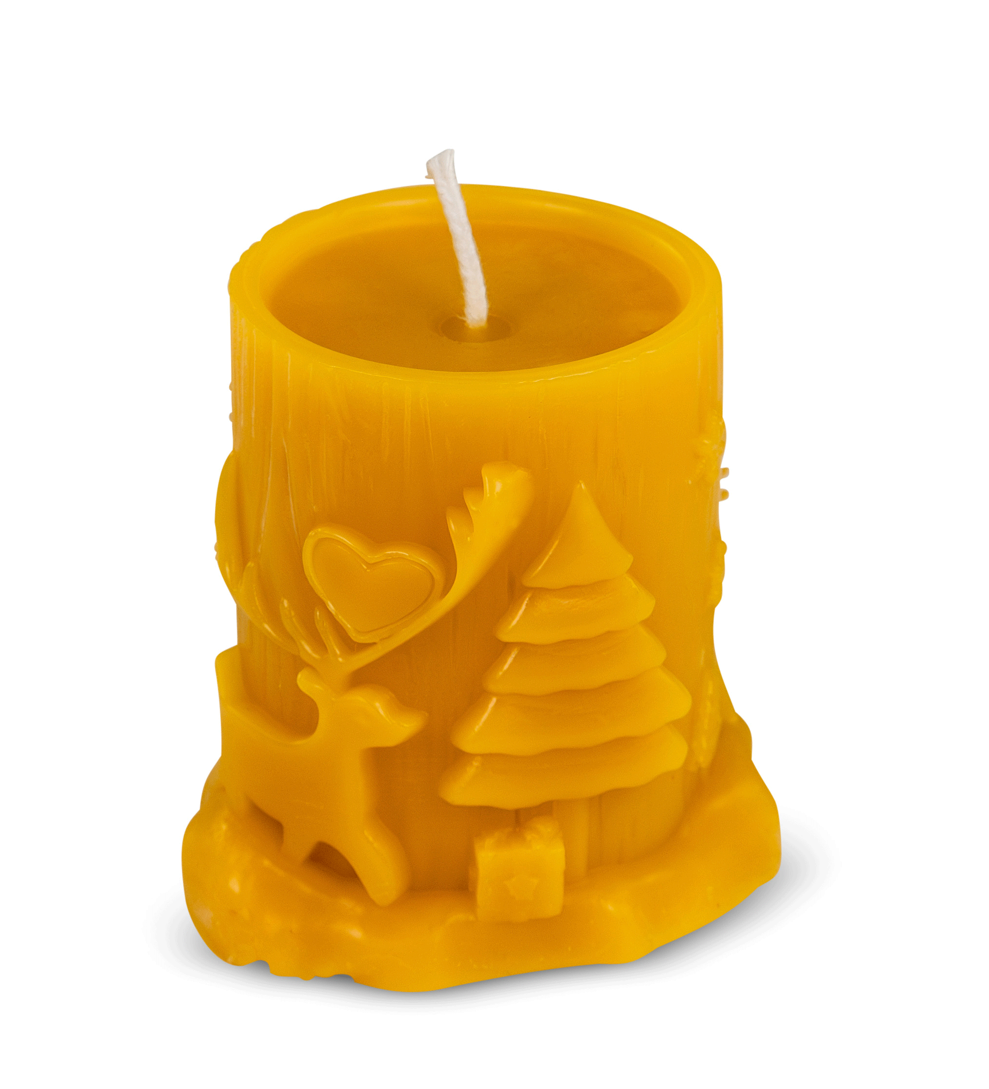 Gießform "Weihnachtsstumpen Rentier mit Herz"