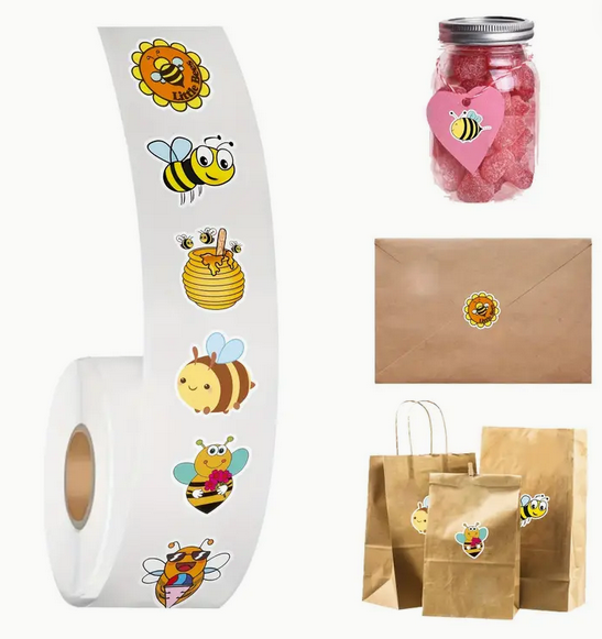 Aufkleber Bienen auf der Rolle