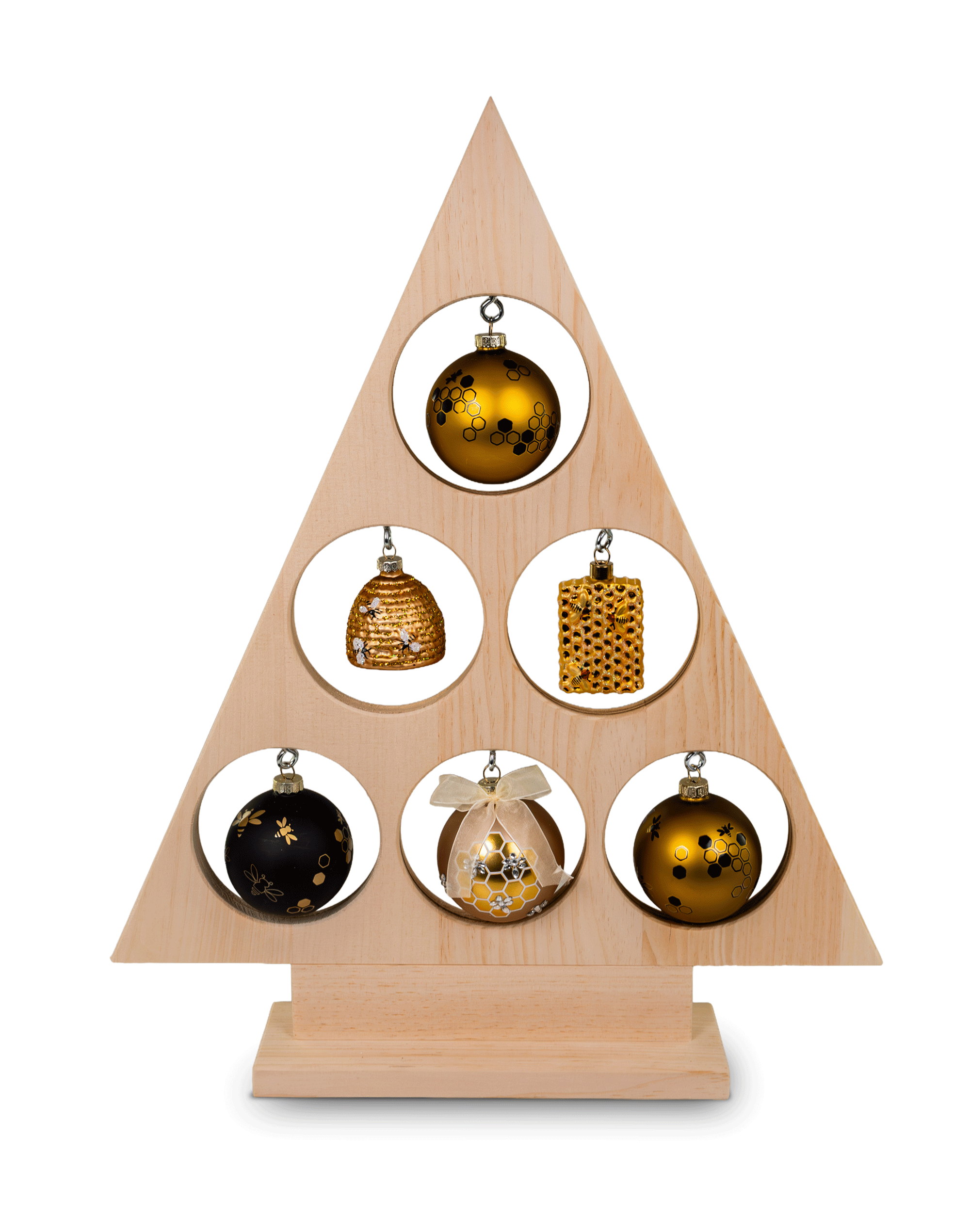 Weihnachtsbaum aus Holz – Deko-Baum aus Weymouth-Kiefer für 6 Kugeln, natur & unbehandelt