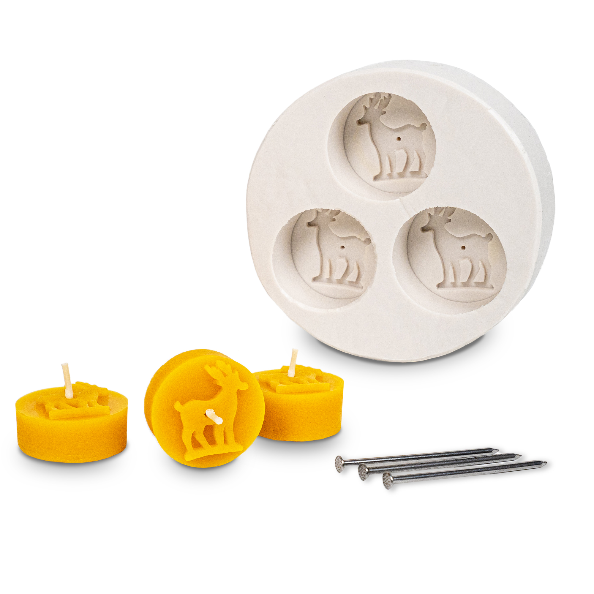 Gießform 3er Teelicht Rentier