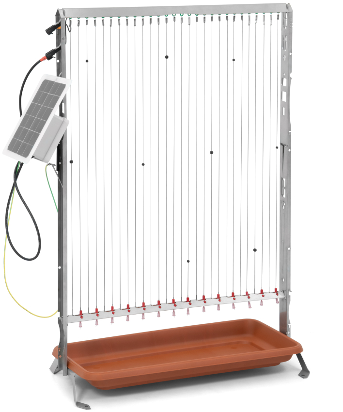Harfe mit Solarpanel und Wasserschale