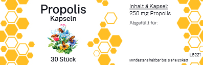 Etikett Propolis Kapseln  "Wabe"