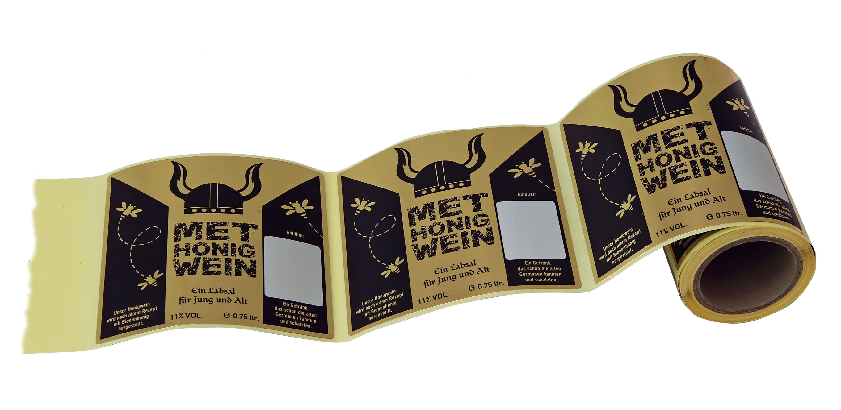 Etikett "MET HONIG-WEIN" schwarz/gold