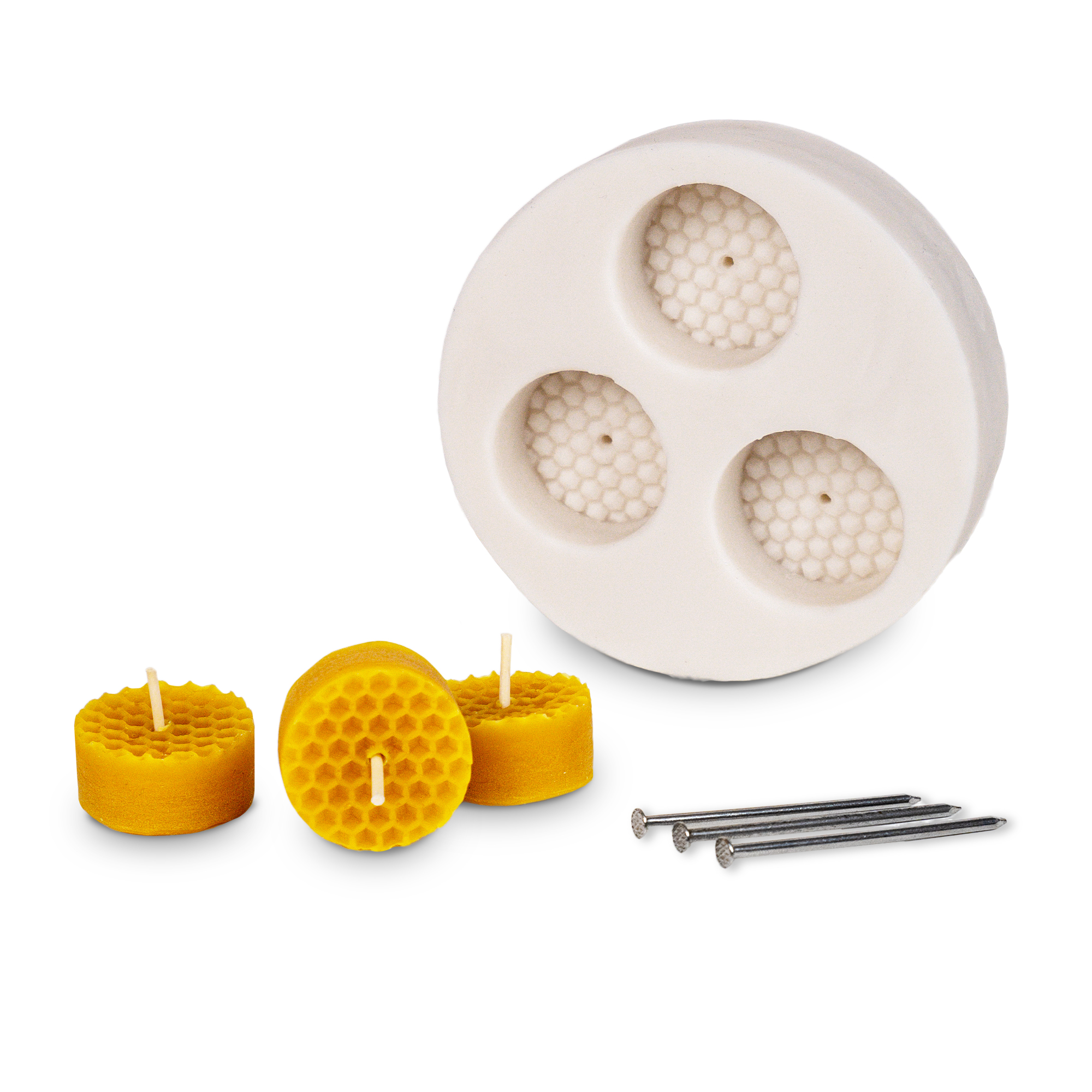 Gießform "Teelichter 3-er mit Wabenmuster"