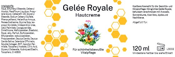 Etikett Gelee Royale Hautcreme &quot;Wabe&quot;