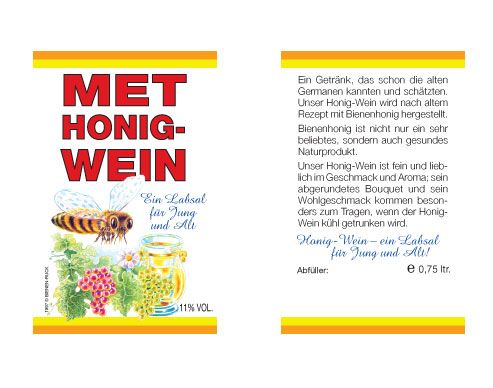 Etikett &quot;MET HONIG-WEIN&quot;