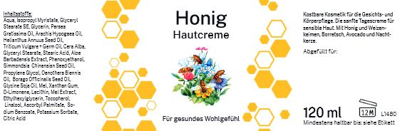 Etikett Honig Hautcreme &quot;Wabe&quot;