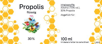 Etikett Propolis flüssig &quot;Wabe&quot;