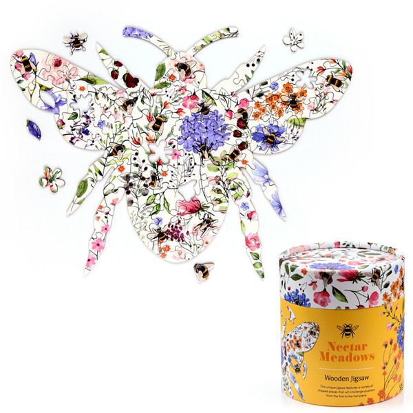 Holzpuzzle Biene &amp; Blumen in Box