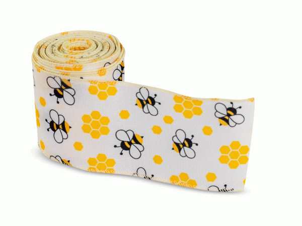 Geschenkband Biene mit Waben