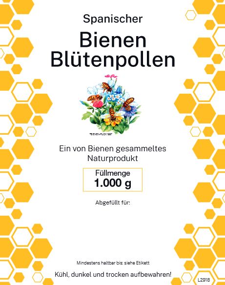 Etikett Spanischer Blütenpollen &quot;Wabe&quot;