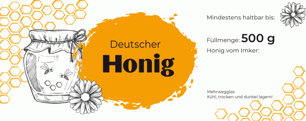 Honigglas-Etikett &quot;Honigglas mit Wabe&quot;